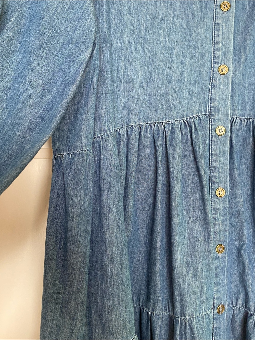 Flying Tomato Denim Button-Front Tiered Dress - Picture 7 of 12